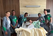 Super Falcons Pay Hospital Visit to South African Player Gabriela Salgado After WAFCON Semifinal Injury